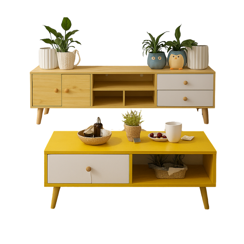 NNECN Modern Living Room TV Stand Table Set 6