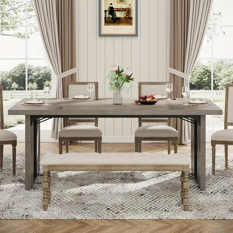 NNETMLT Rustic  Rectangular Dining Table 4