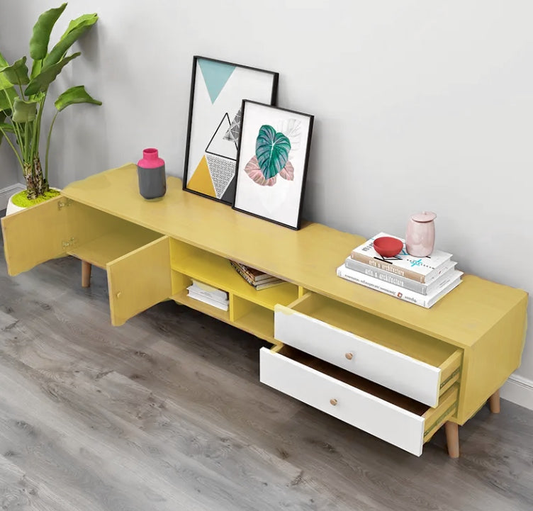NNECN Two-Doors, Two-Drawers Wooden TV Cabinet 3