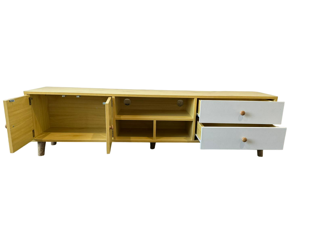 NNECN Two-Doors, Two-Drawers Wooden TV Cabinet 5