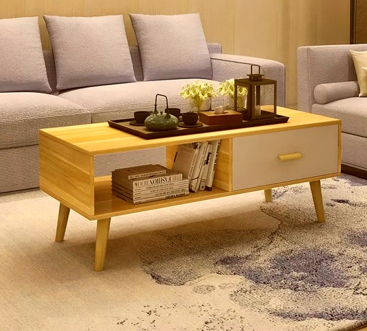 NNECN Coffee Table with Storage Drawer and Open Shelf 4