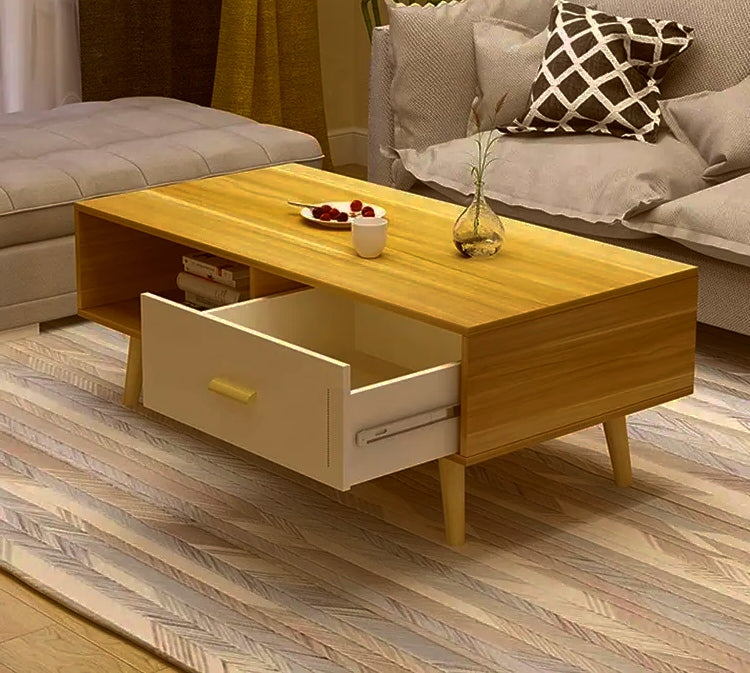 NNECN Coffee Table with Storage Drawer and Open Shelf 5
