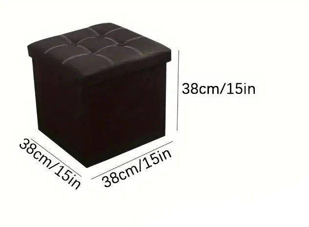 NNETM Faux Leather Storage Ottoman - Black, 55L 3