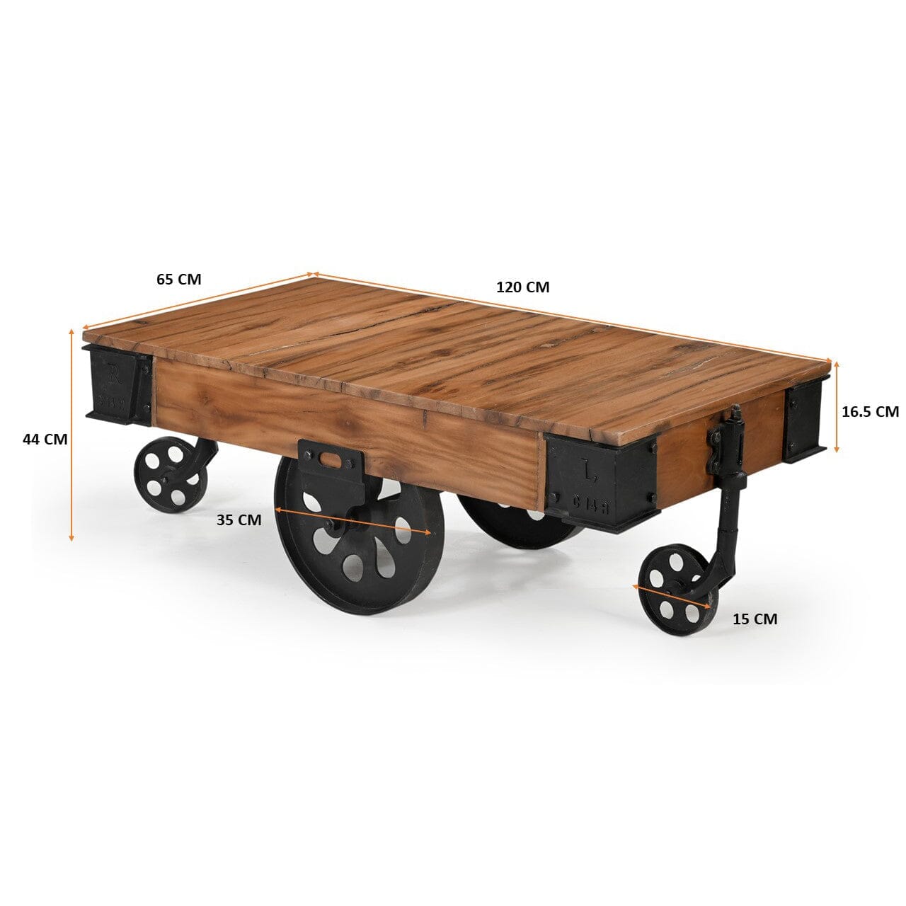 OLD RAILWAY SLEEPER INDUSTRIAL CART COFFEE TABLE 11