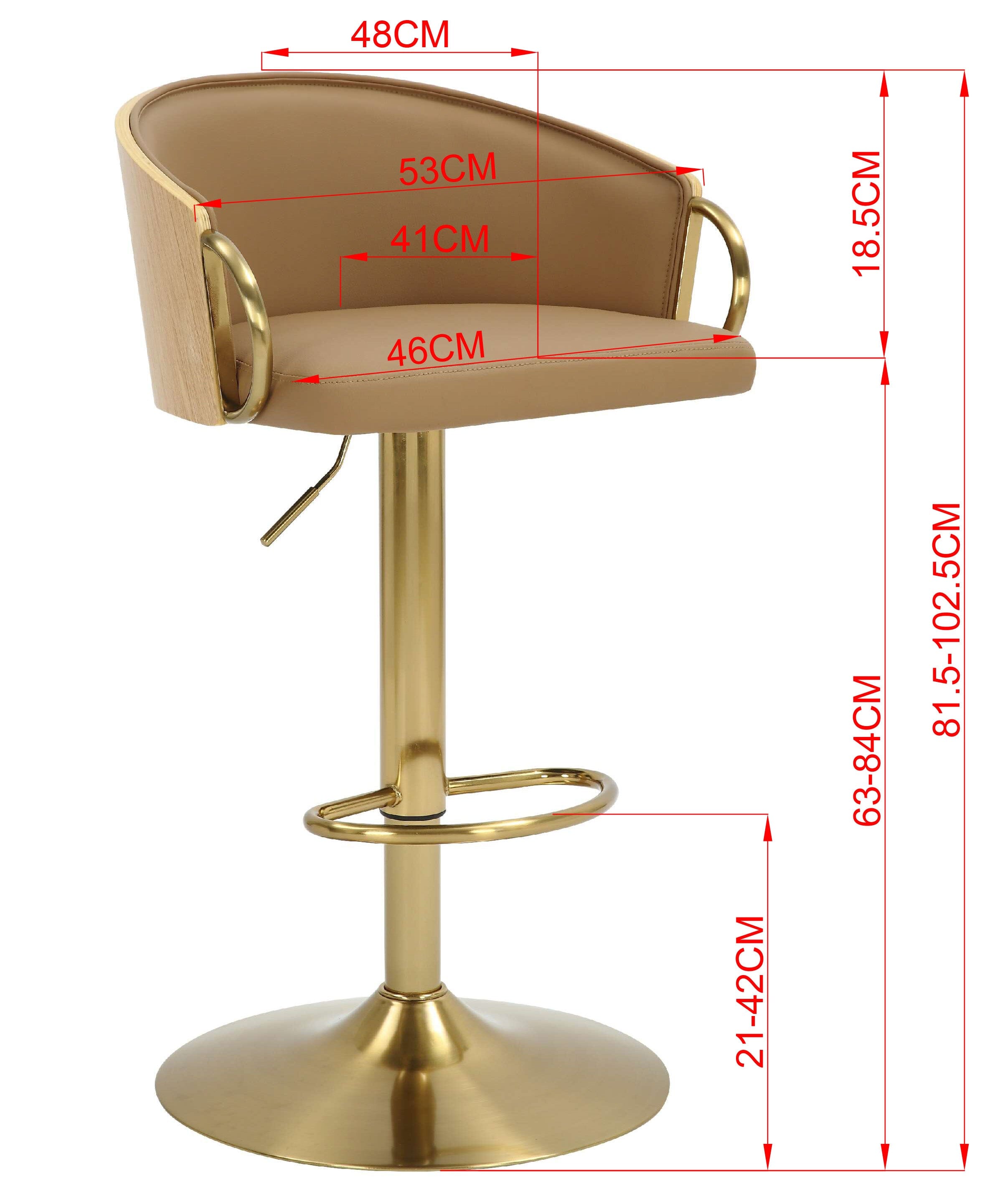JENSEN GOLD GAS LIFT BAR STOOL 5