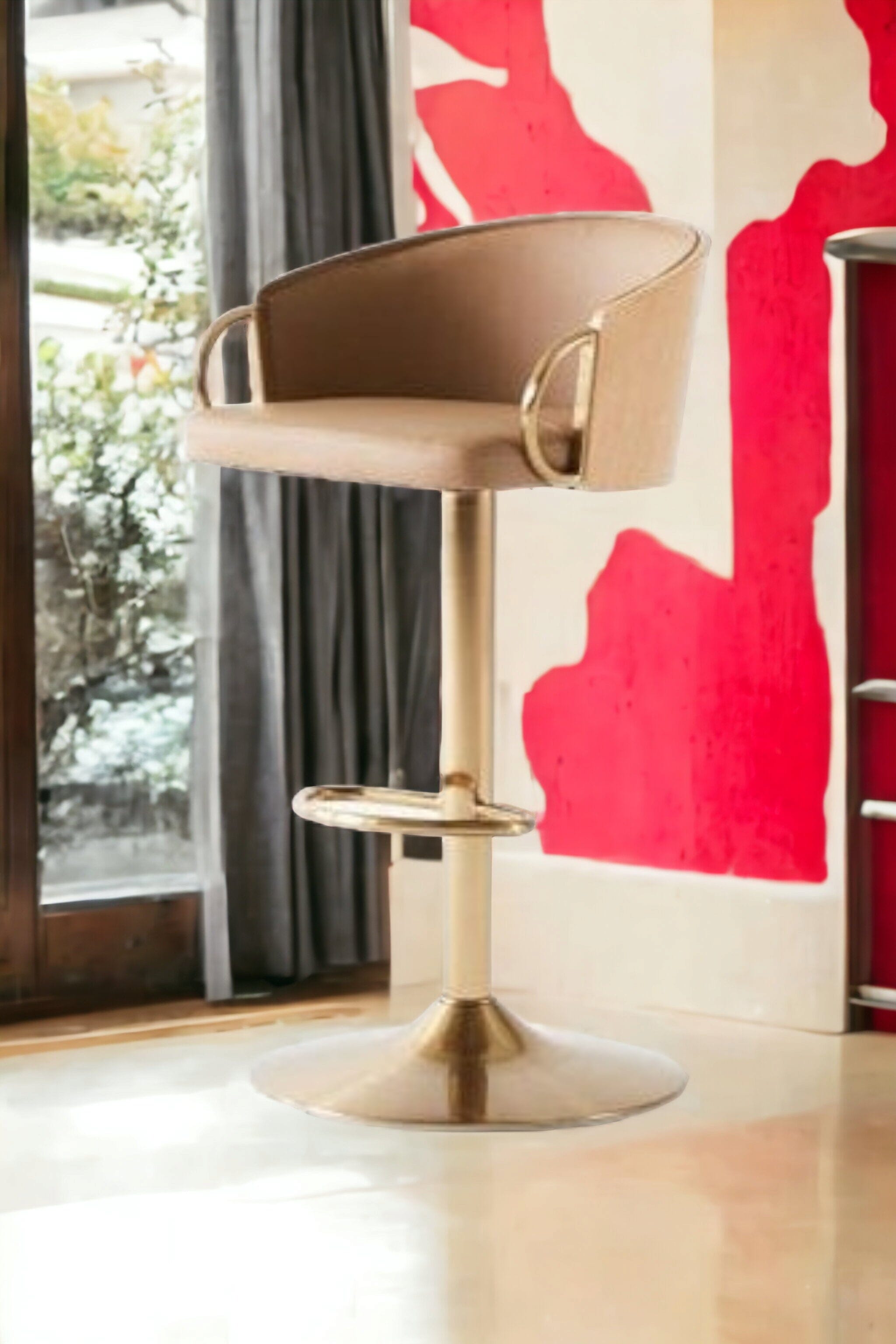 JENSEN GOLD GAS LIFT BAR STOOL 6