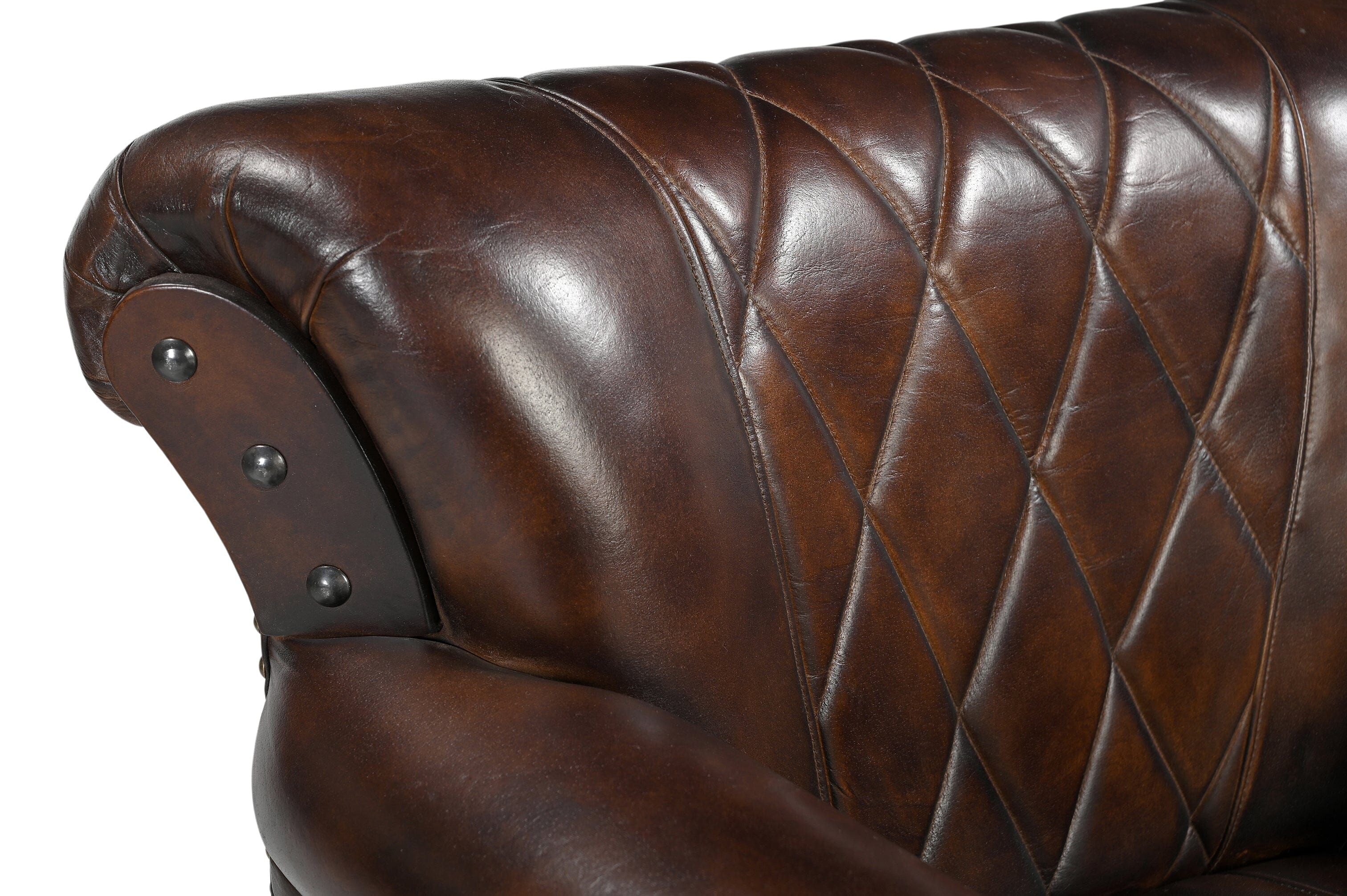STUDDED LEATHER ARM CHAIR 6