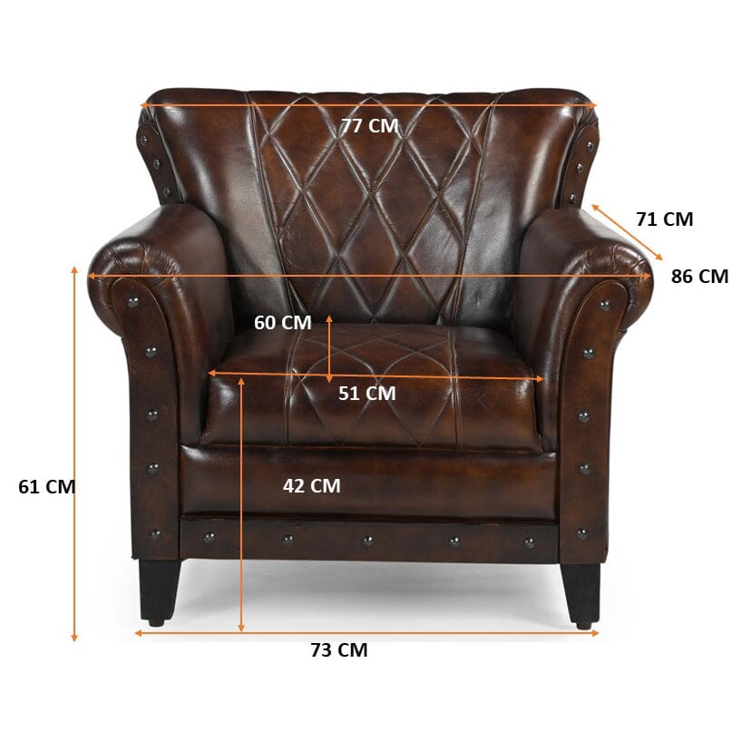 STUDDED LEATHER ARM CHAIR 8