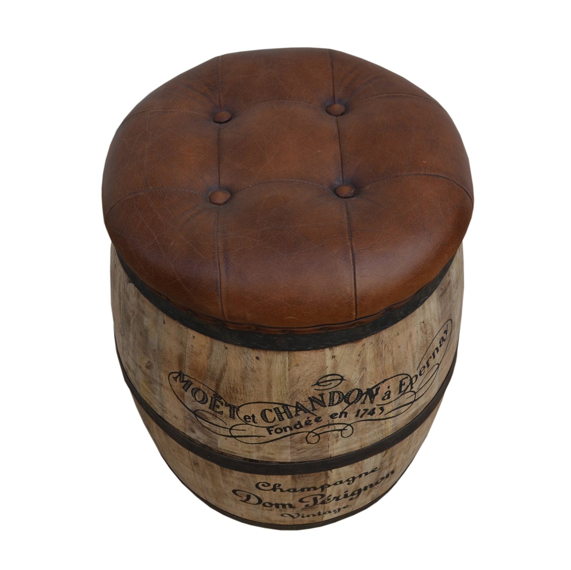 CYCLINDRICAL MOET CHANDON LEATHER OTTOMAN 3