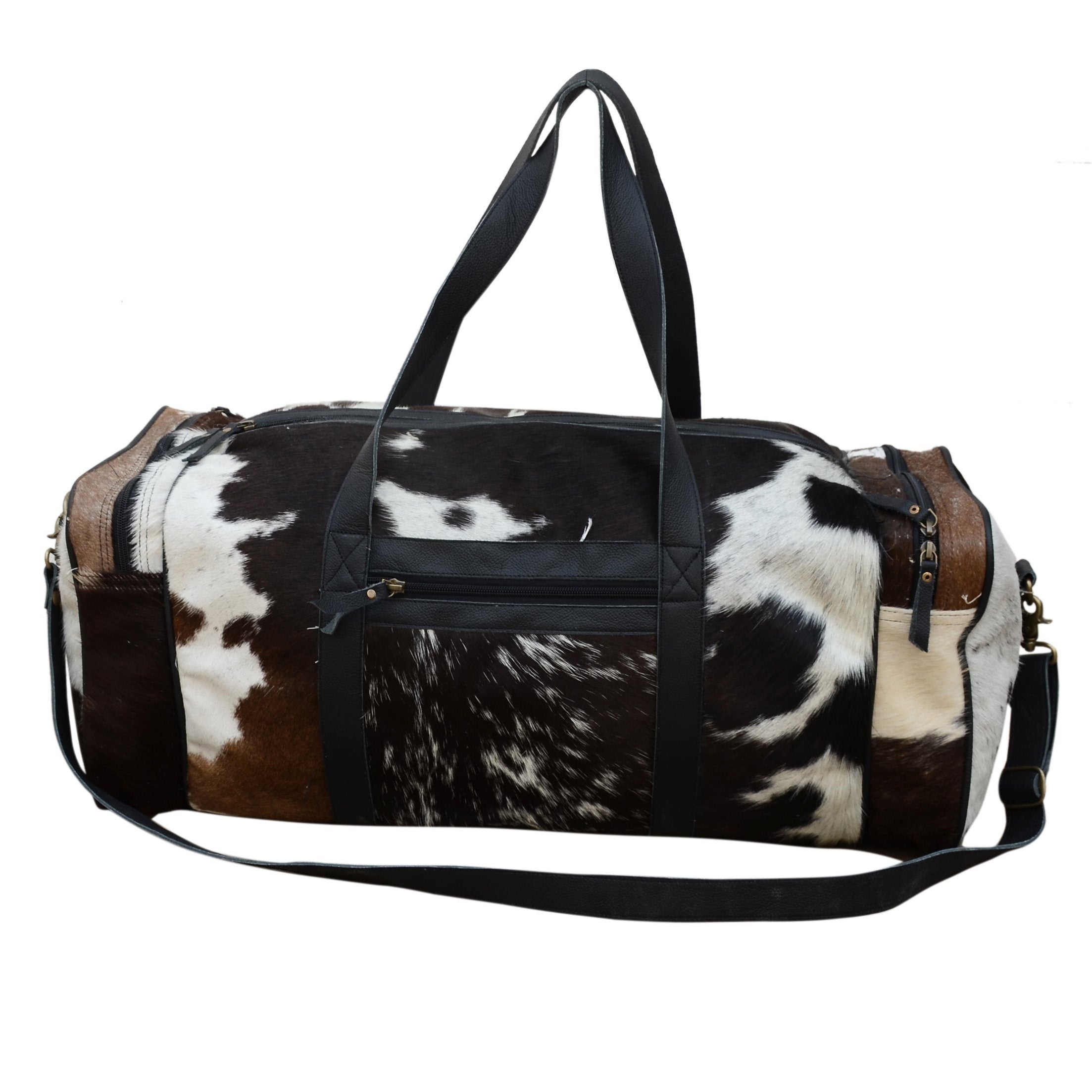 COWHIDE PATCH OVERNIGHT BAG 3