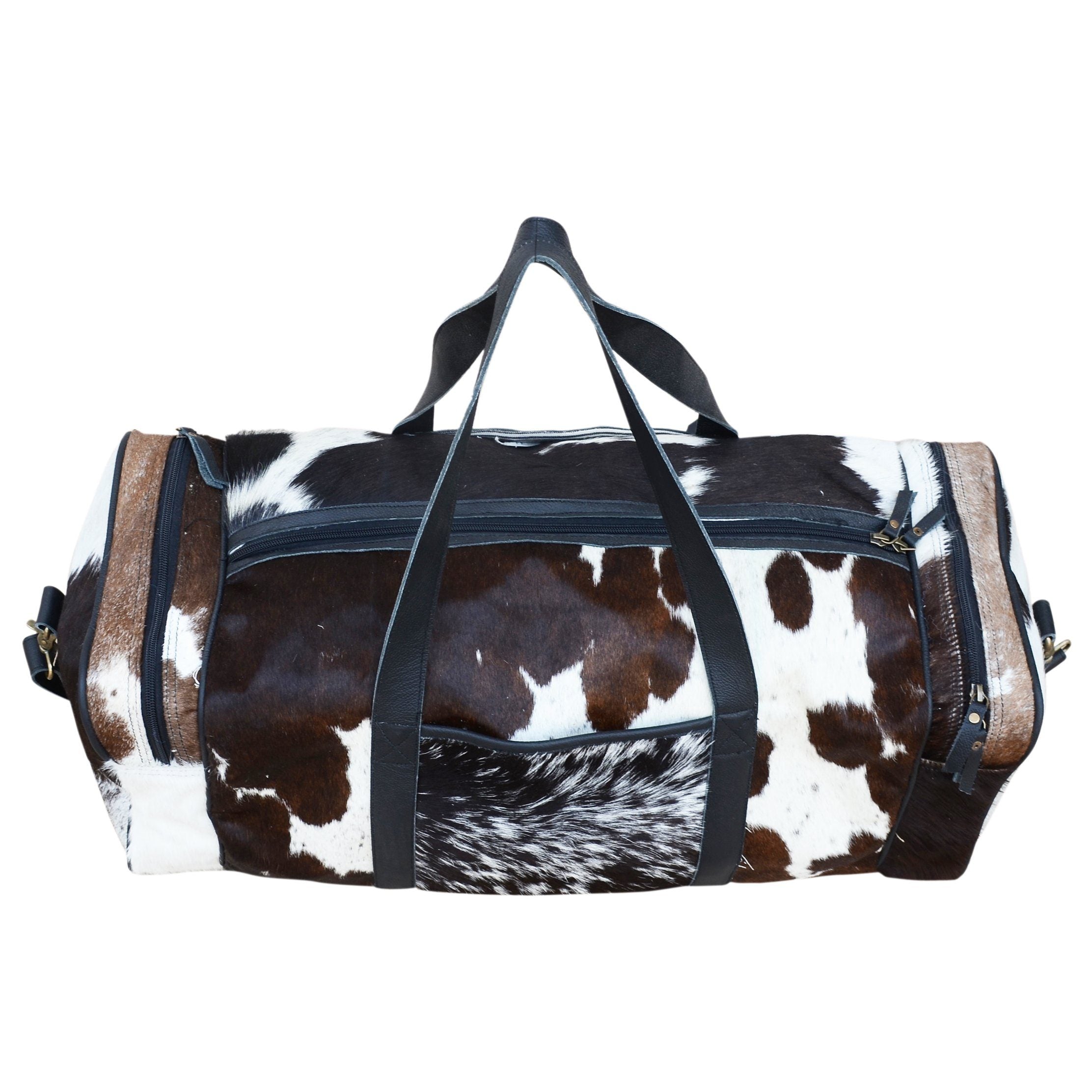 COWHIDE PATCH OVERNIGHT BAG 5
