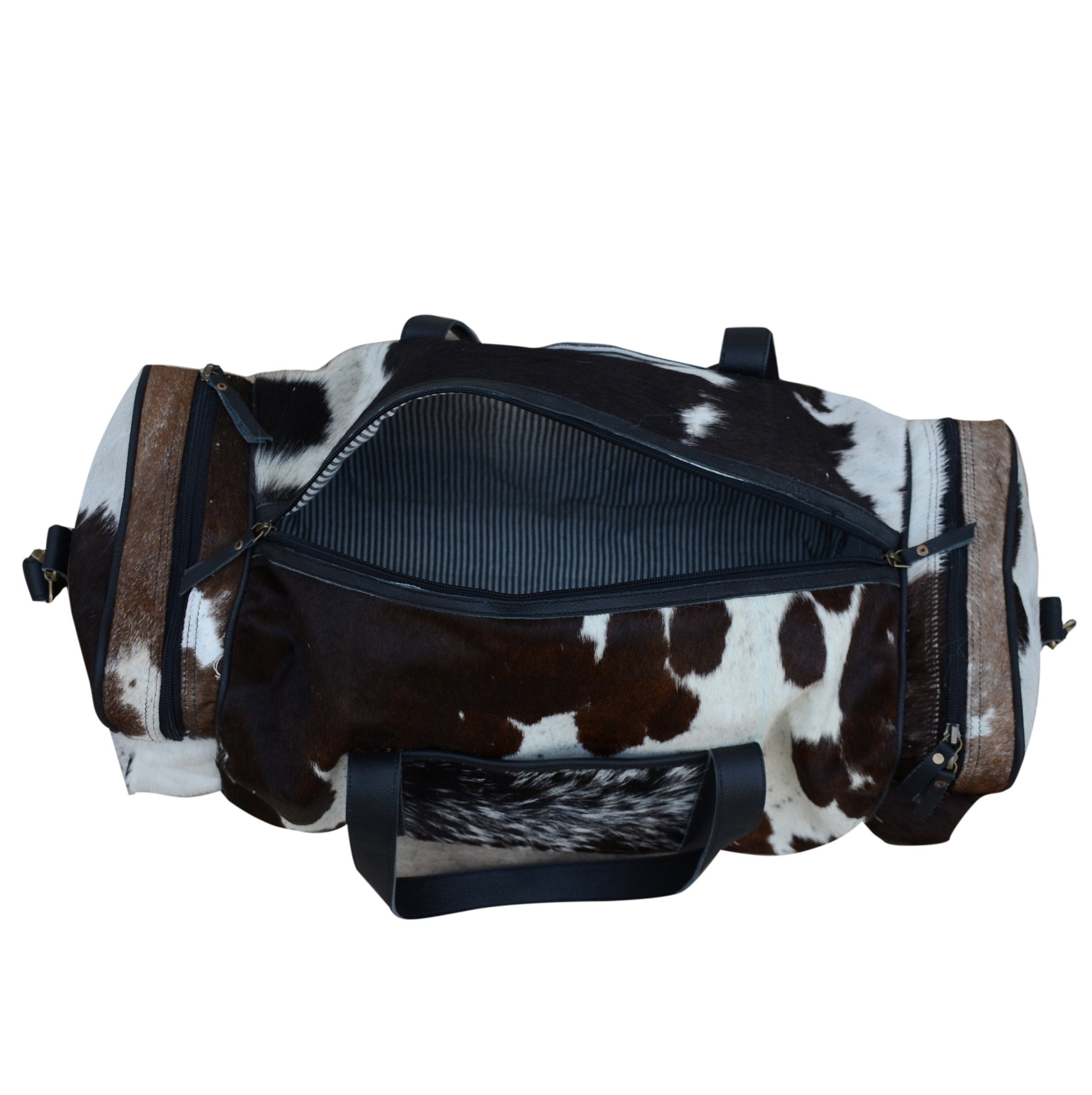 COWHIDE PATCH OVERNIGHT BAG 8