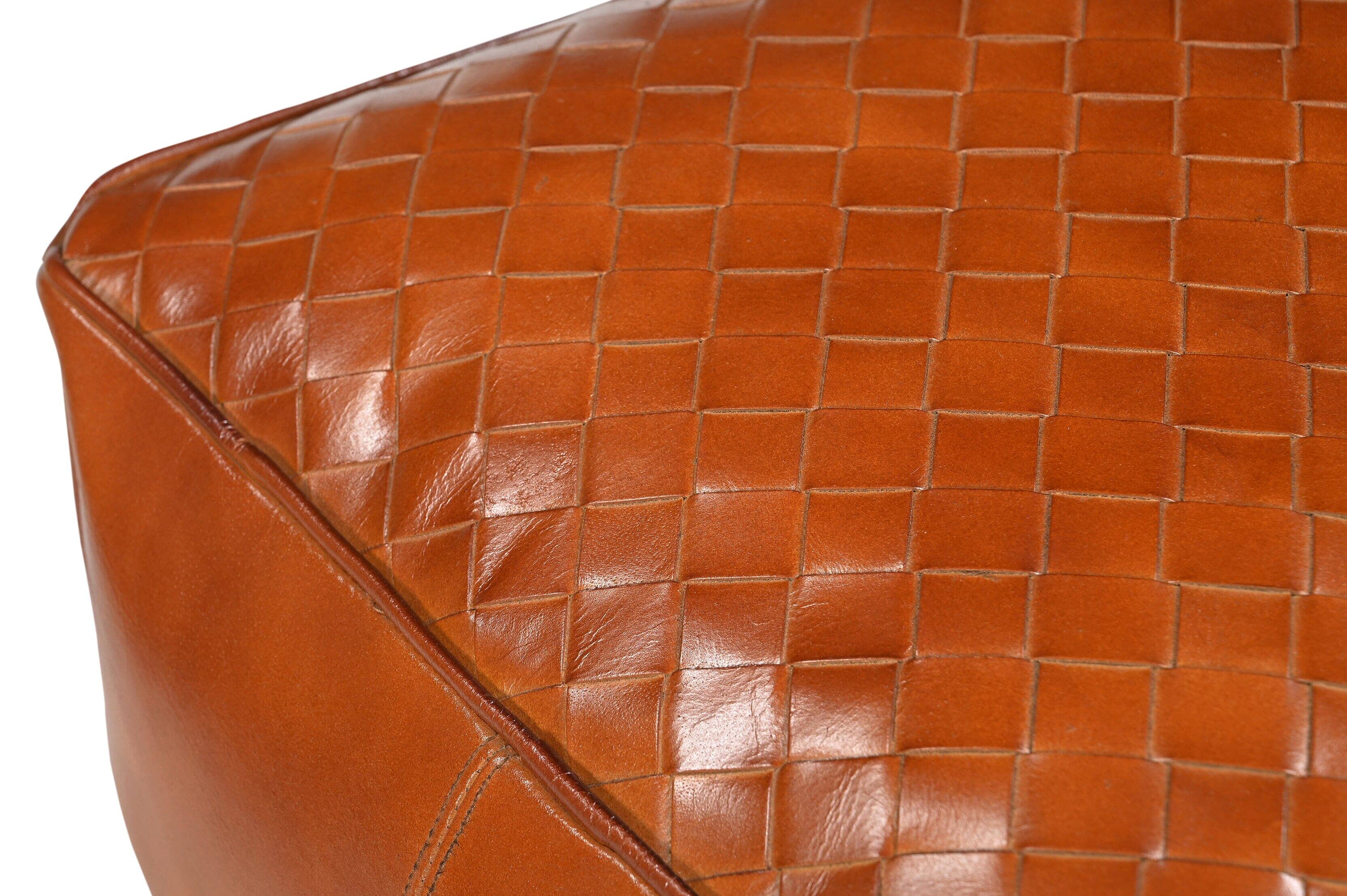 SQUARE LATTICED LEATHER OTTOMAN 4