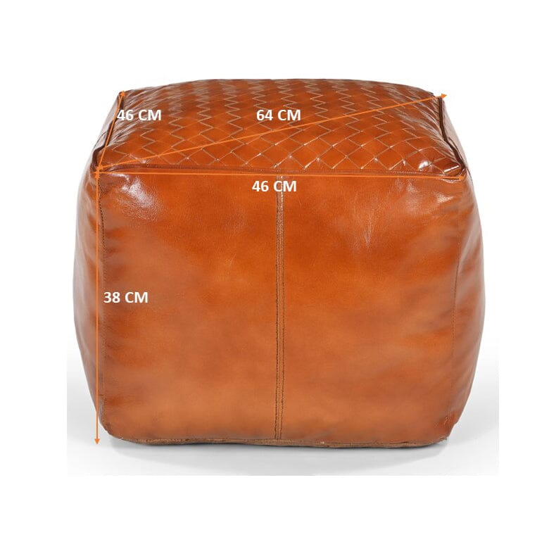 SQUARE LATTICED LEATHER OTTOMAN 5