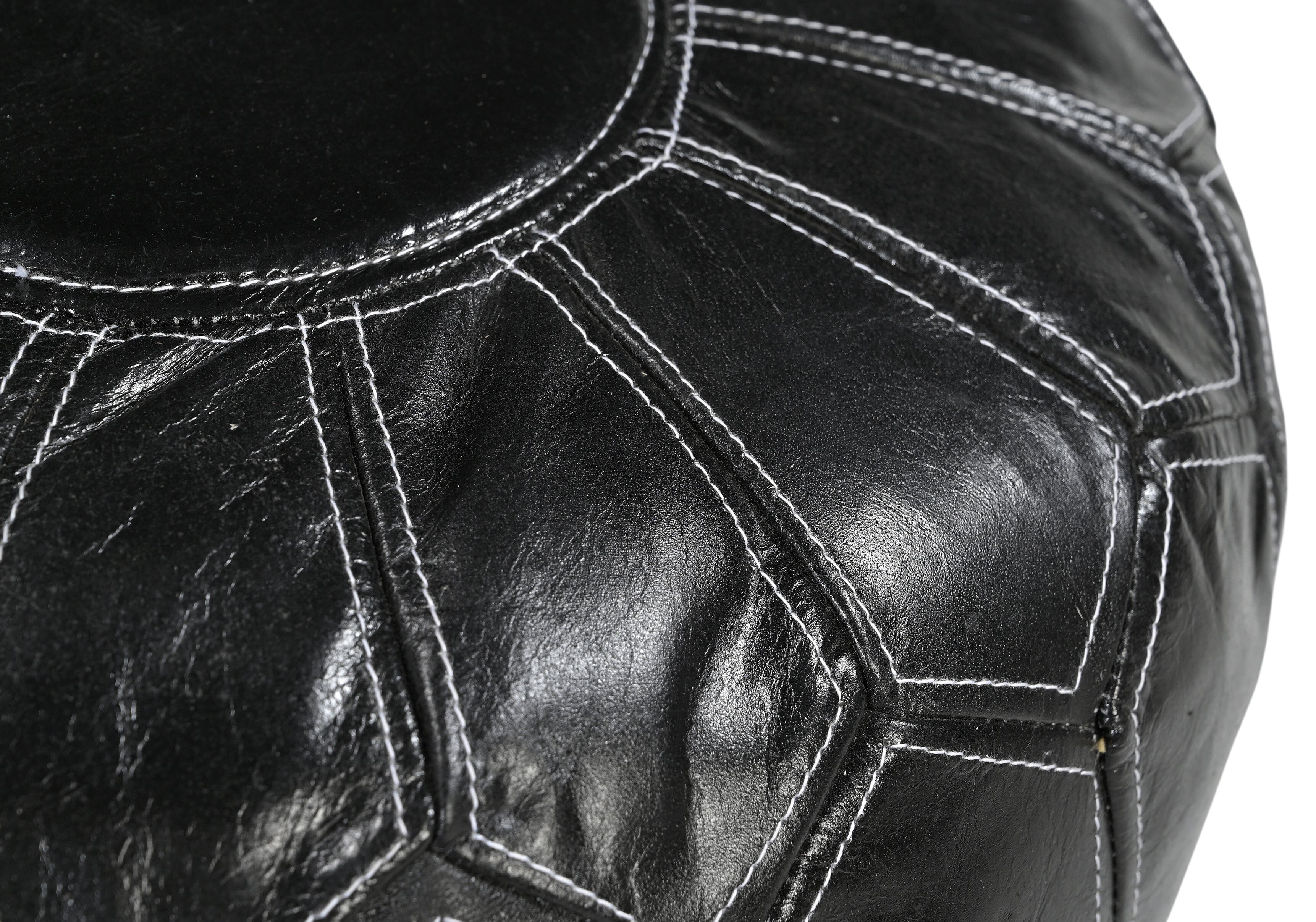 MOROCCAN LEATHER OTTOMAN BLACK 3