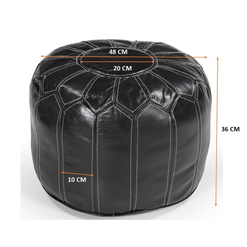 MOROCCAN LEATHER OTTOMAN BLACK 4