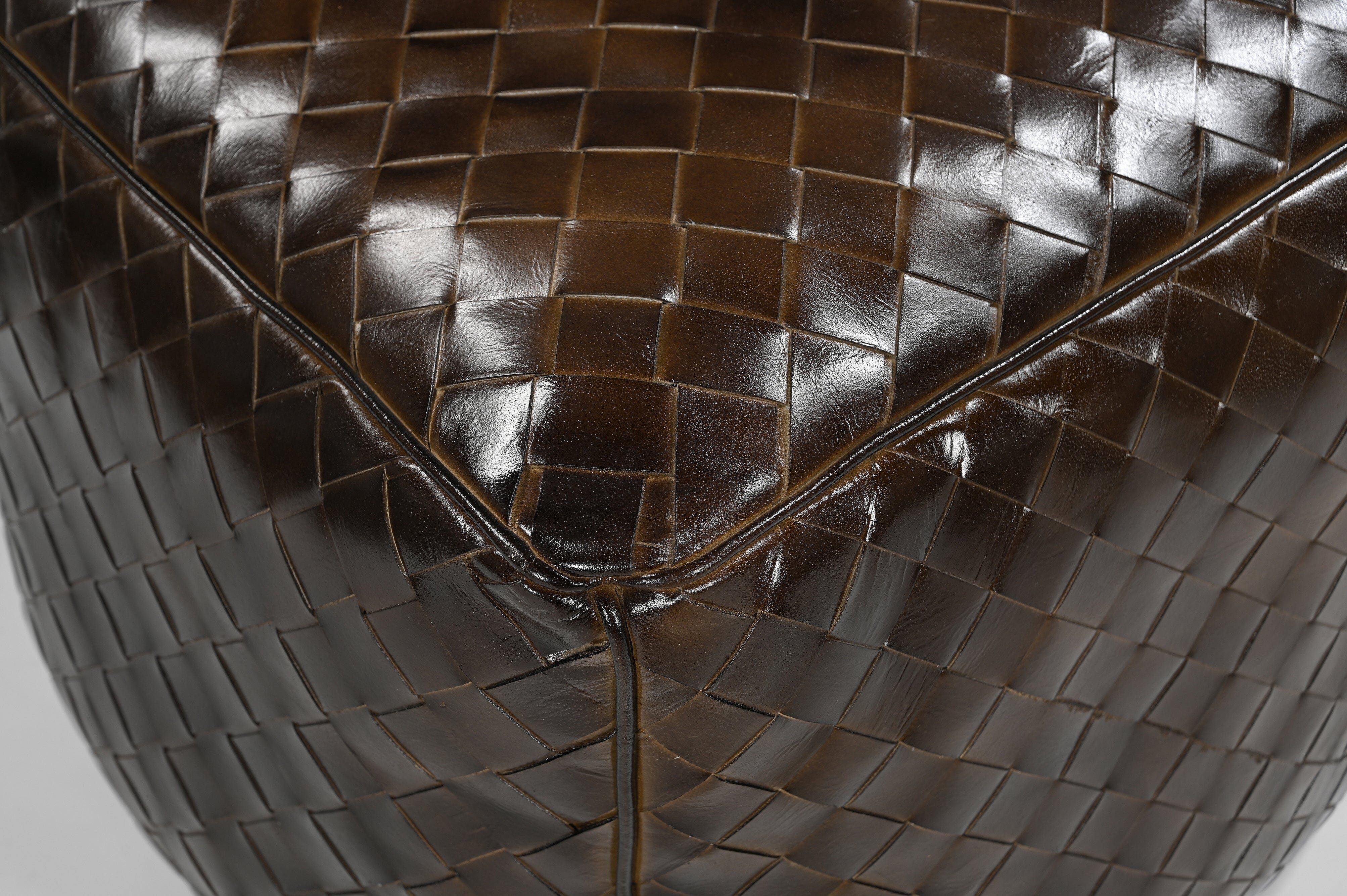 GENUINE LEATHER LATTICE OTTOMAN 3