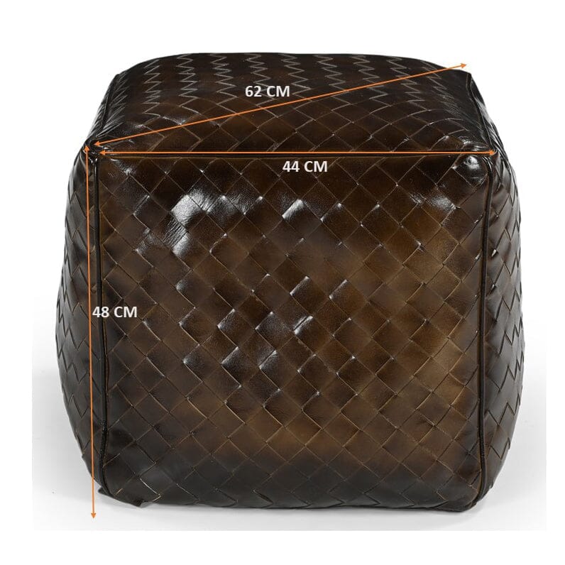 GENUINE LEATHER LATTICE OTTOMAN 4