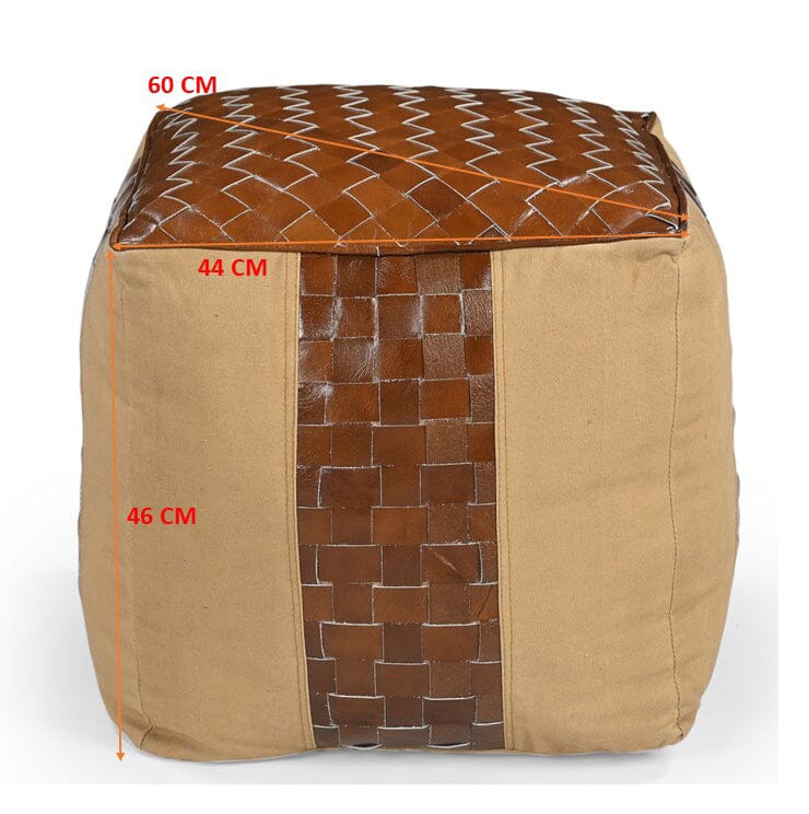 GENUINE LEATHER AND CANVAS OTTOMAN 5
