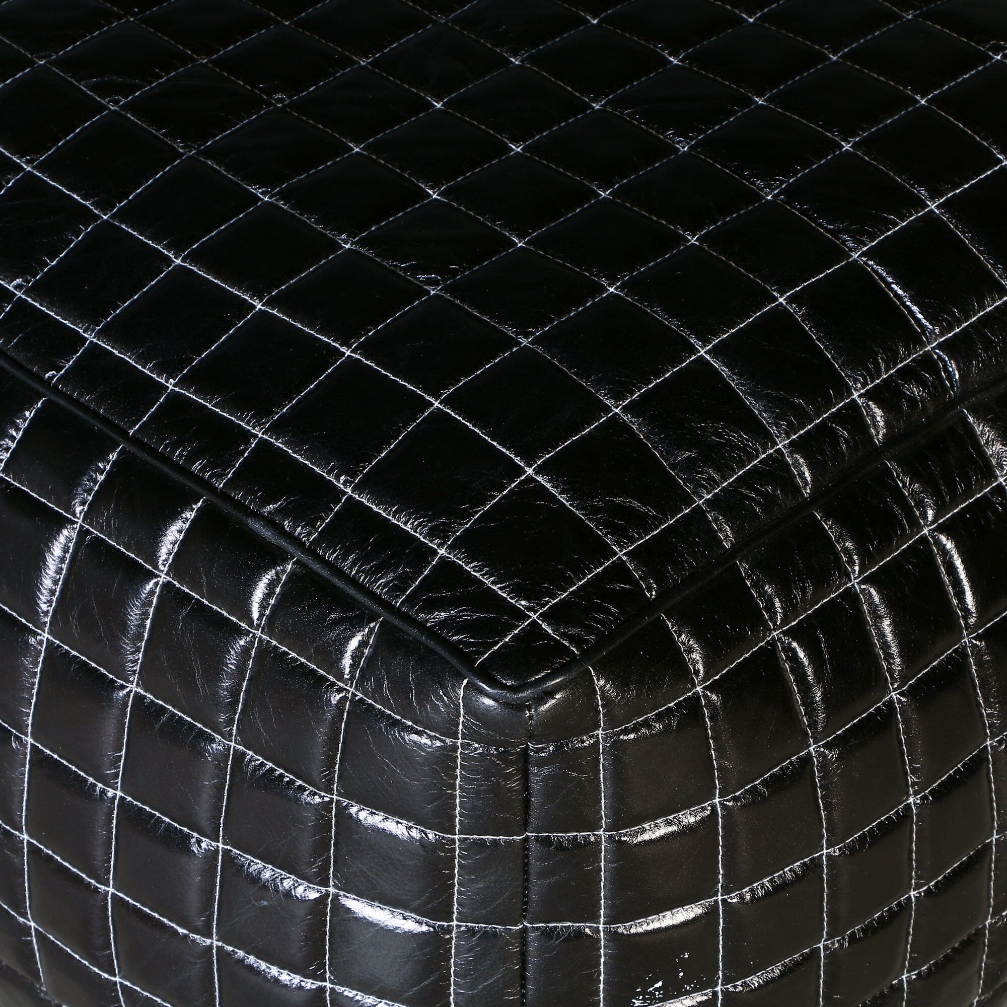 SLEEK BLACK LEATHER OTTOMAN 3