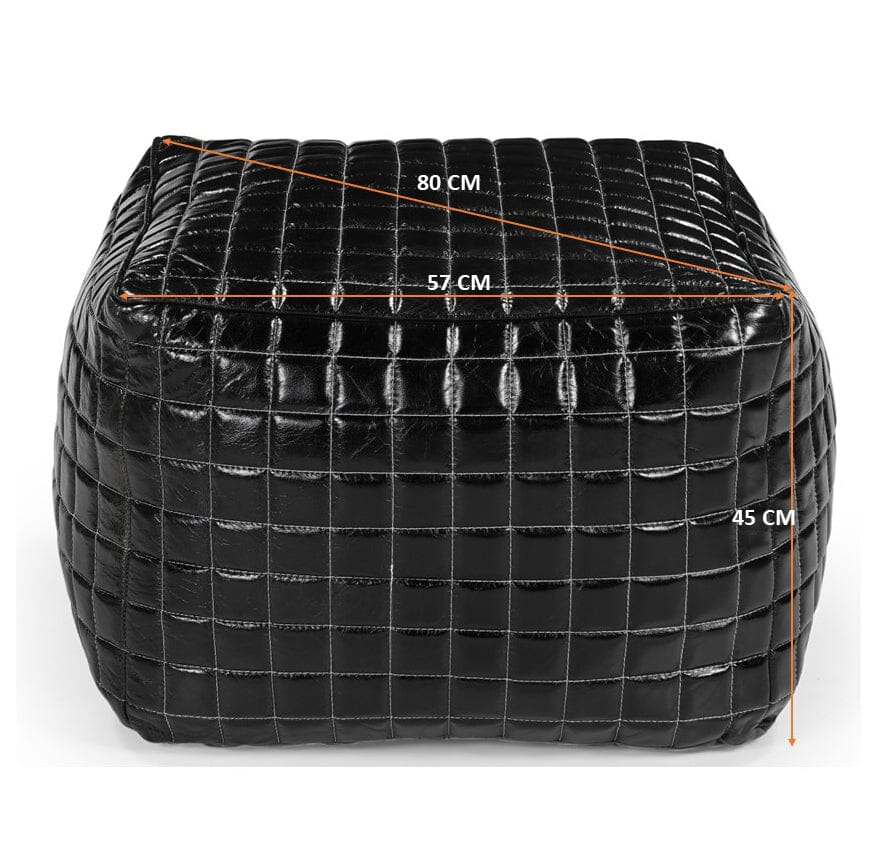 SLEEK BLACK LEATHER OTTOMAN 4