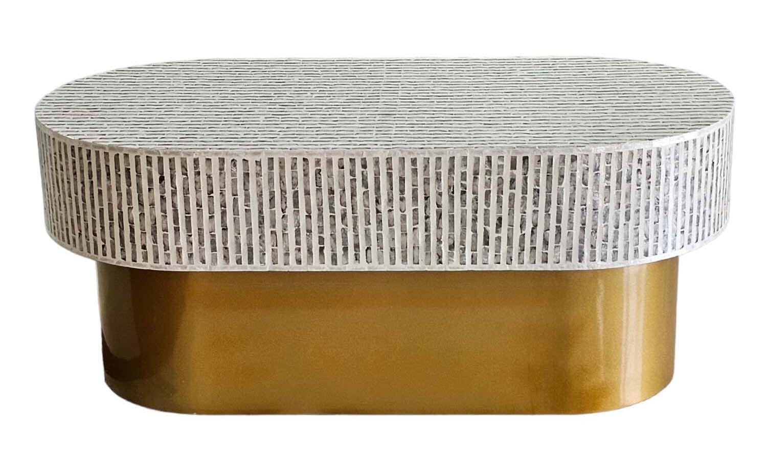 MOTHER OF PEARL OPULENT ELEGANCE OVAL COFFEE TABLE 3