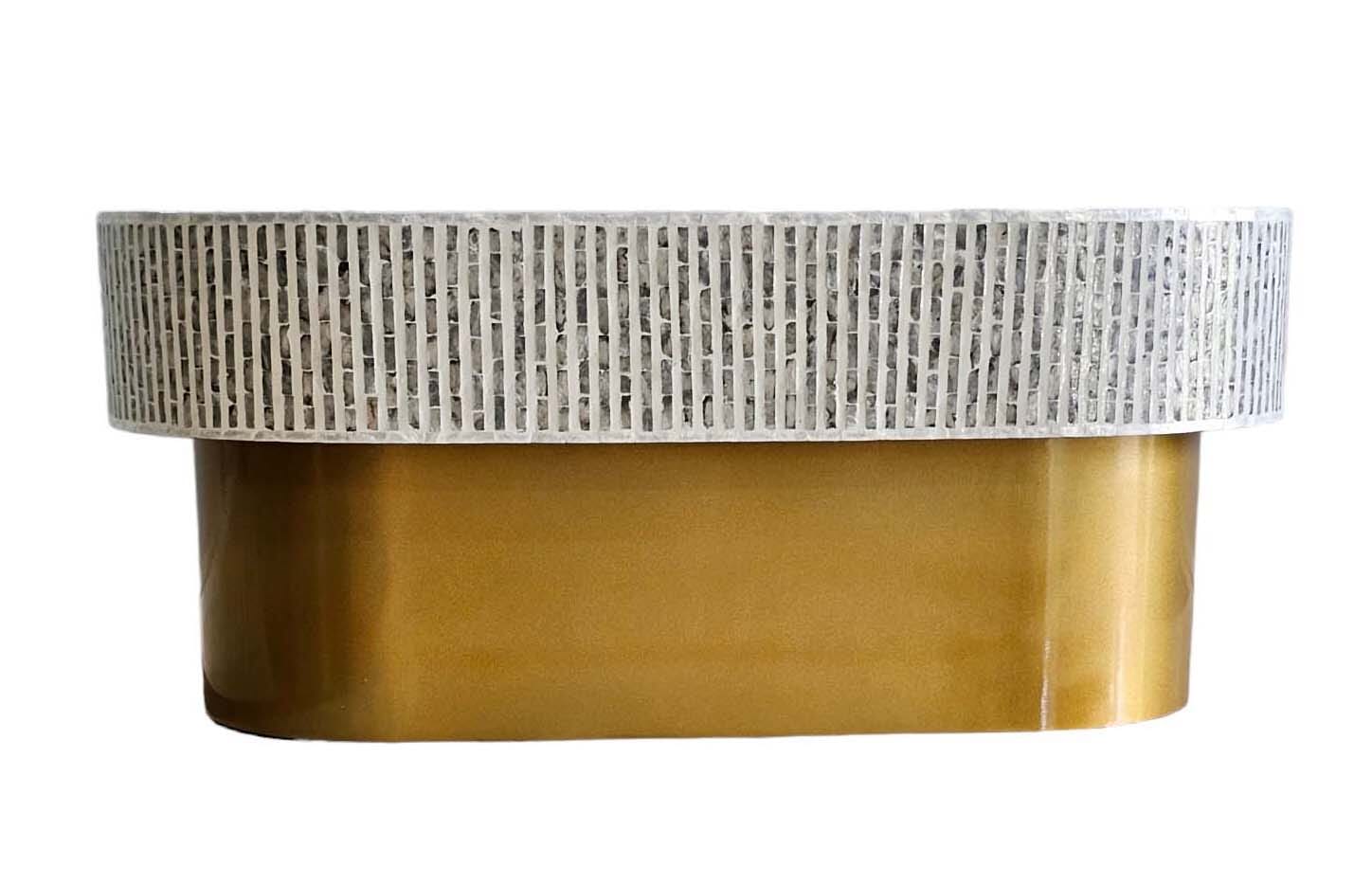 MOTHER OF PEARL OPULENT ELEGANCE OVAL COFFEE TABLE 4
