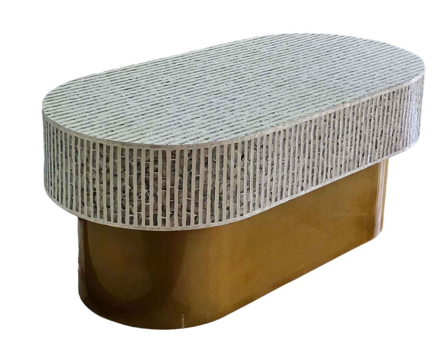 MOTHER OF PEARL OPULENT ELEGANCE OVAL COFFEE TABLE 5