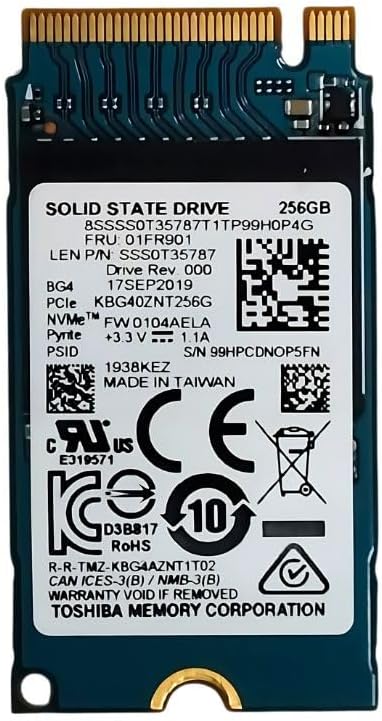 (Refurbished) (KBG40ZNT256G) 256GB M.2 PCIe 2242 SSD 3