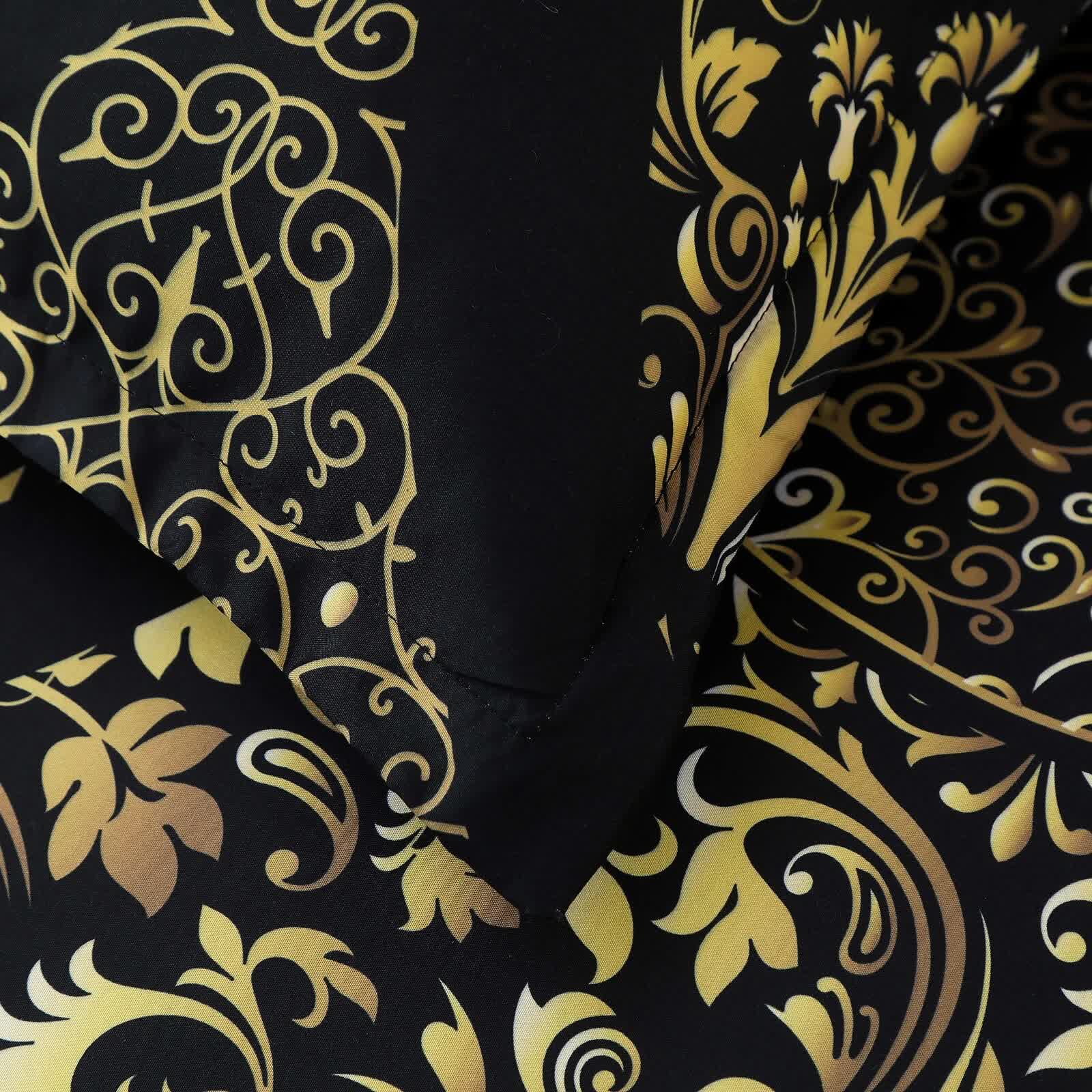 Regal Elegance Black and Gold 3 Pc Comforter & Pillow Cover Set KING 6