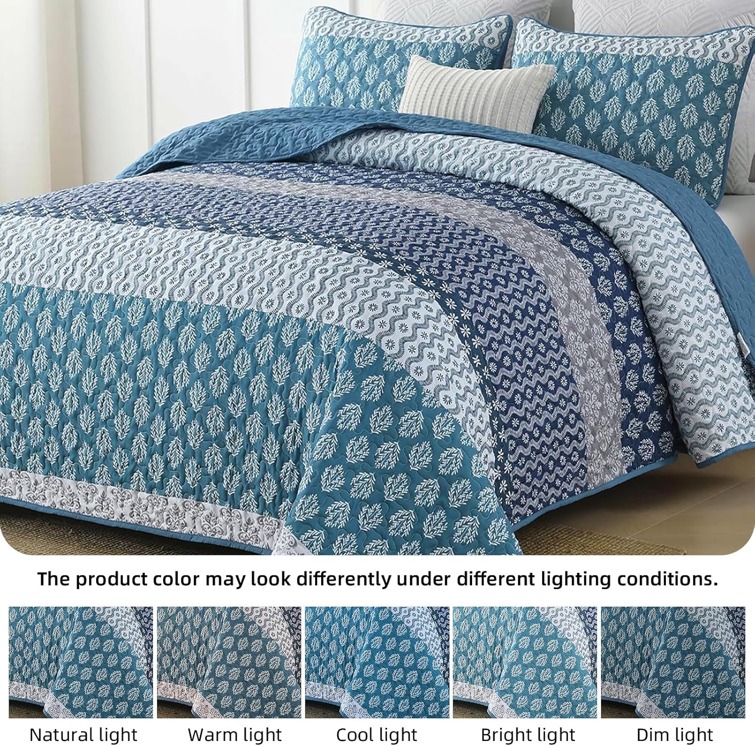 Classic Hydrangea Soft Quilted 3 Pc Bedspread & Pillow Cover Set 4