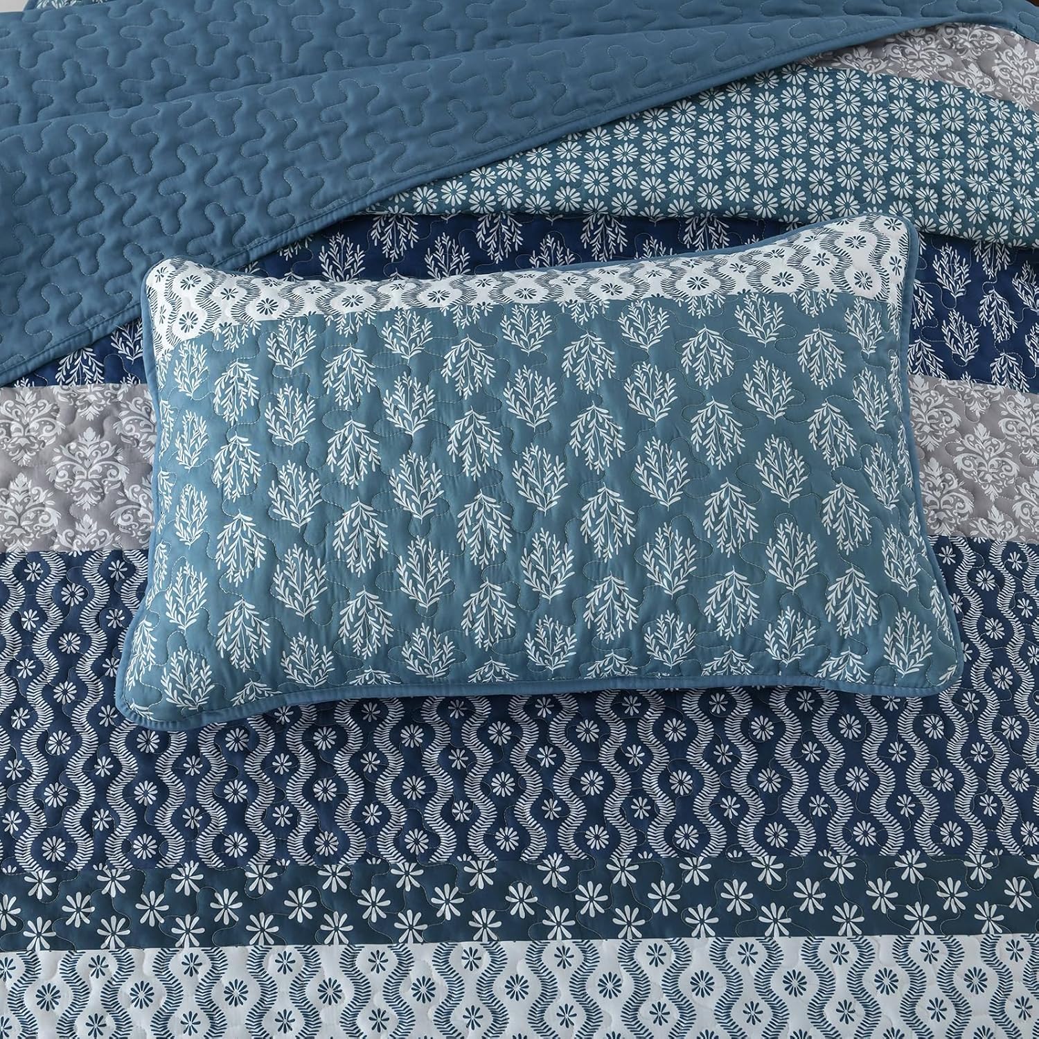 Classic Hydrangea Soft Quilted 3 Pc Bedspread & Pillow Cover Set 6