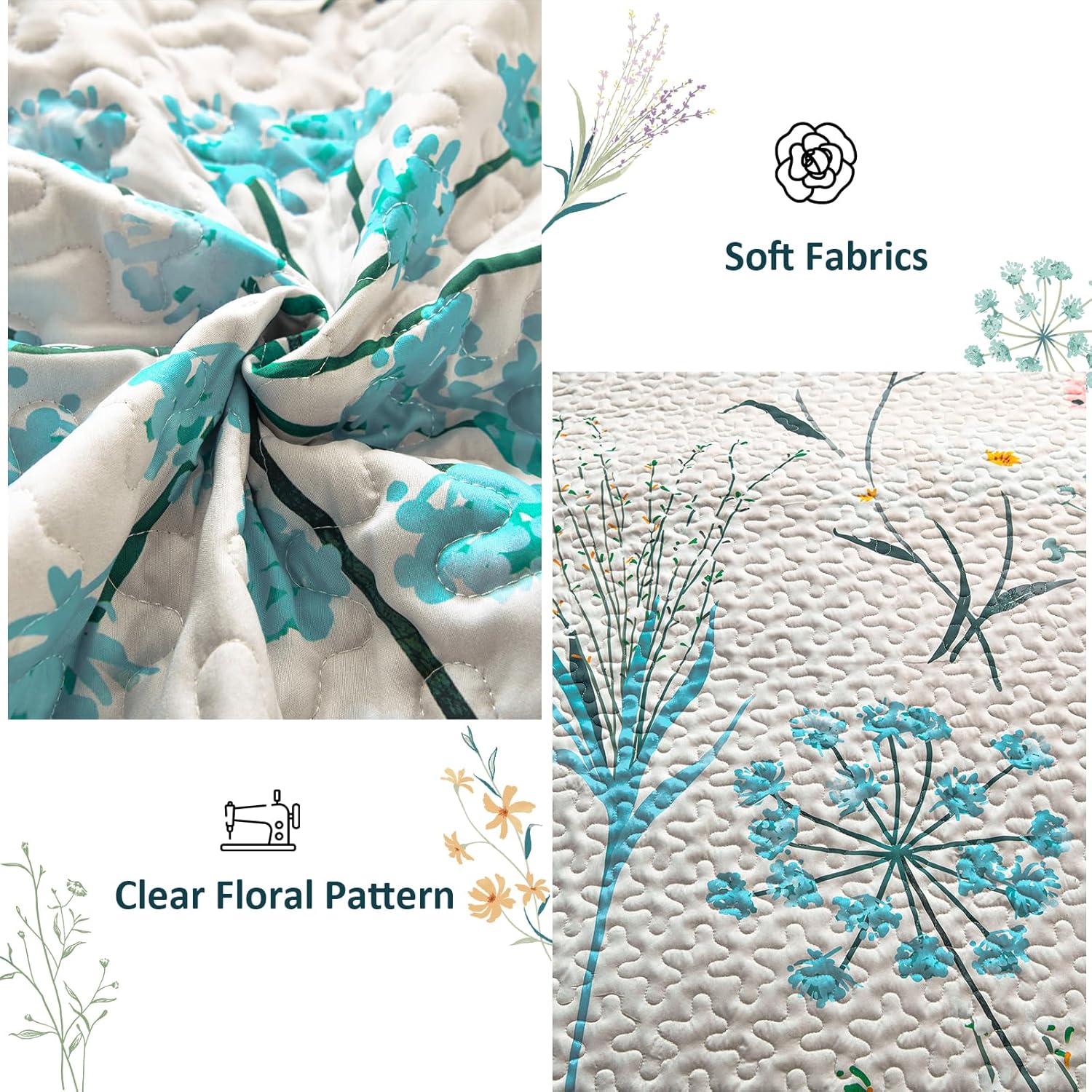 Soft floaral Orchid Dream 3 Pc Bedspread & Pillow Cover Set 3