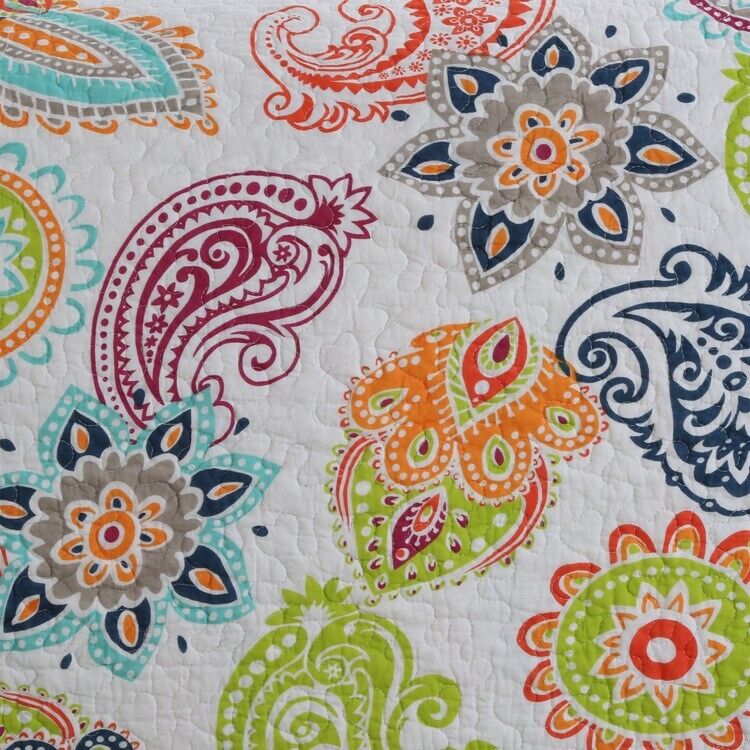 Embroidered Regal Lily Pattern 3 Pc Bedspread & Pillow Cover Set 3