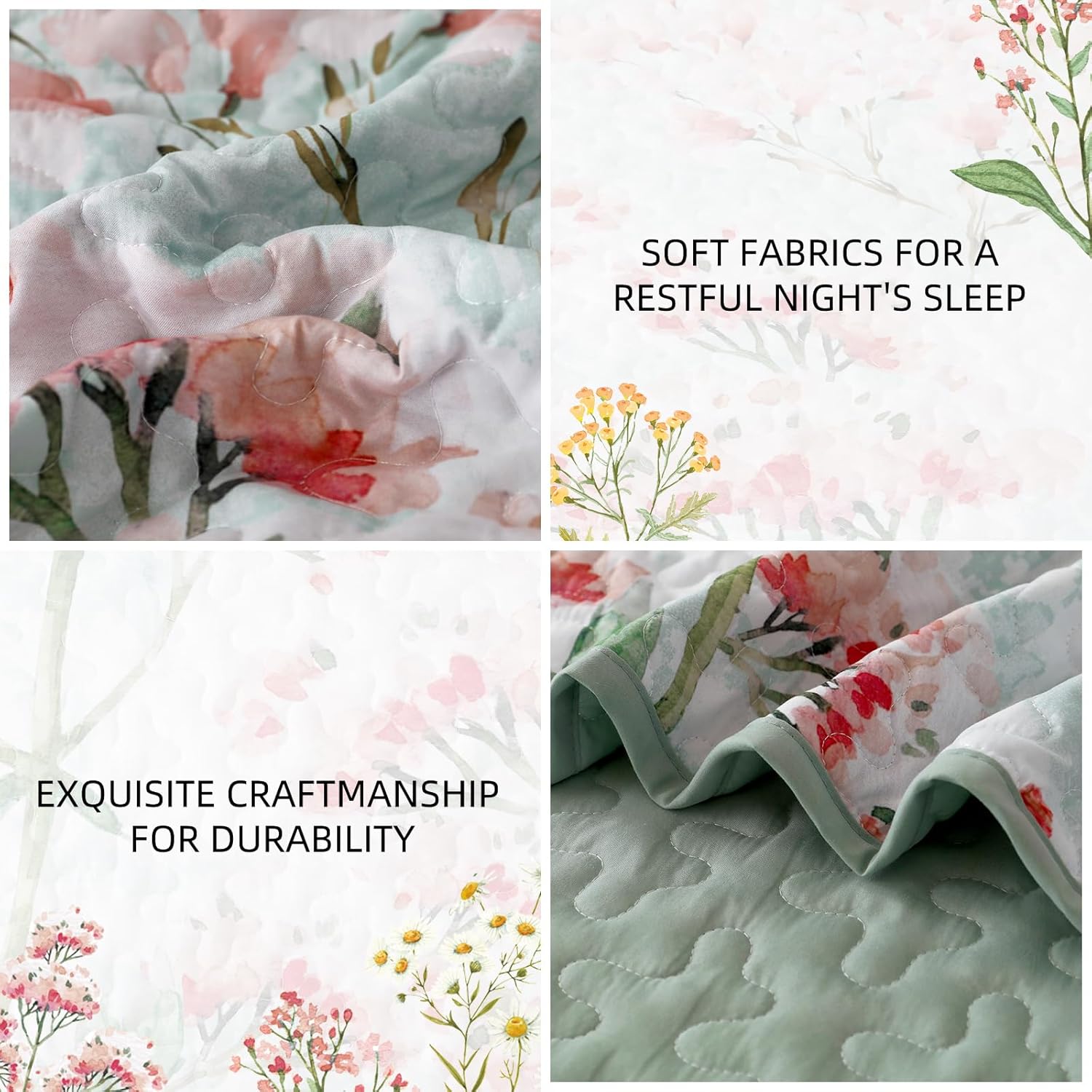 Opulent Sapphire bloom classy 3 Pc Bedspread & Pillow Cover Set 4