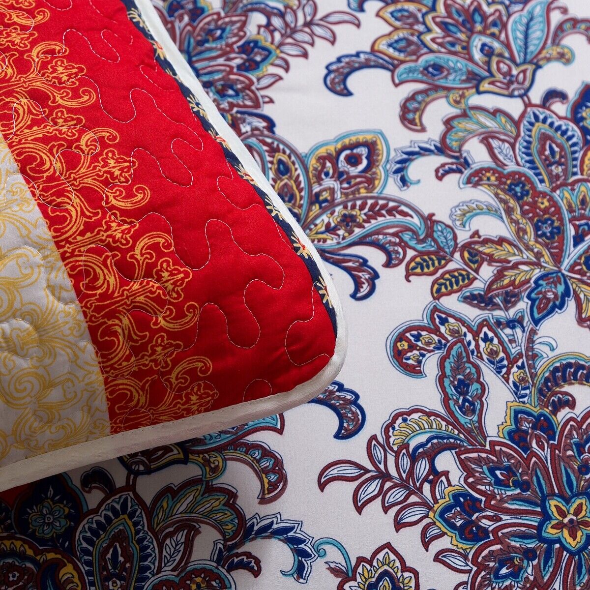 Rusty Boho floral Chic 3 Pc Bedspread & Pillow Cover Set 6