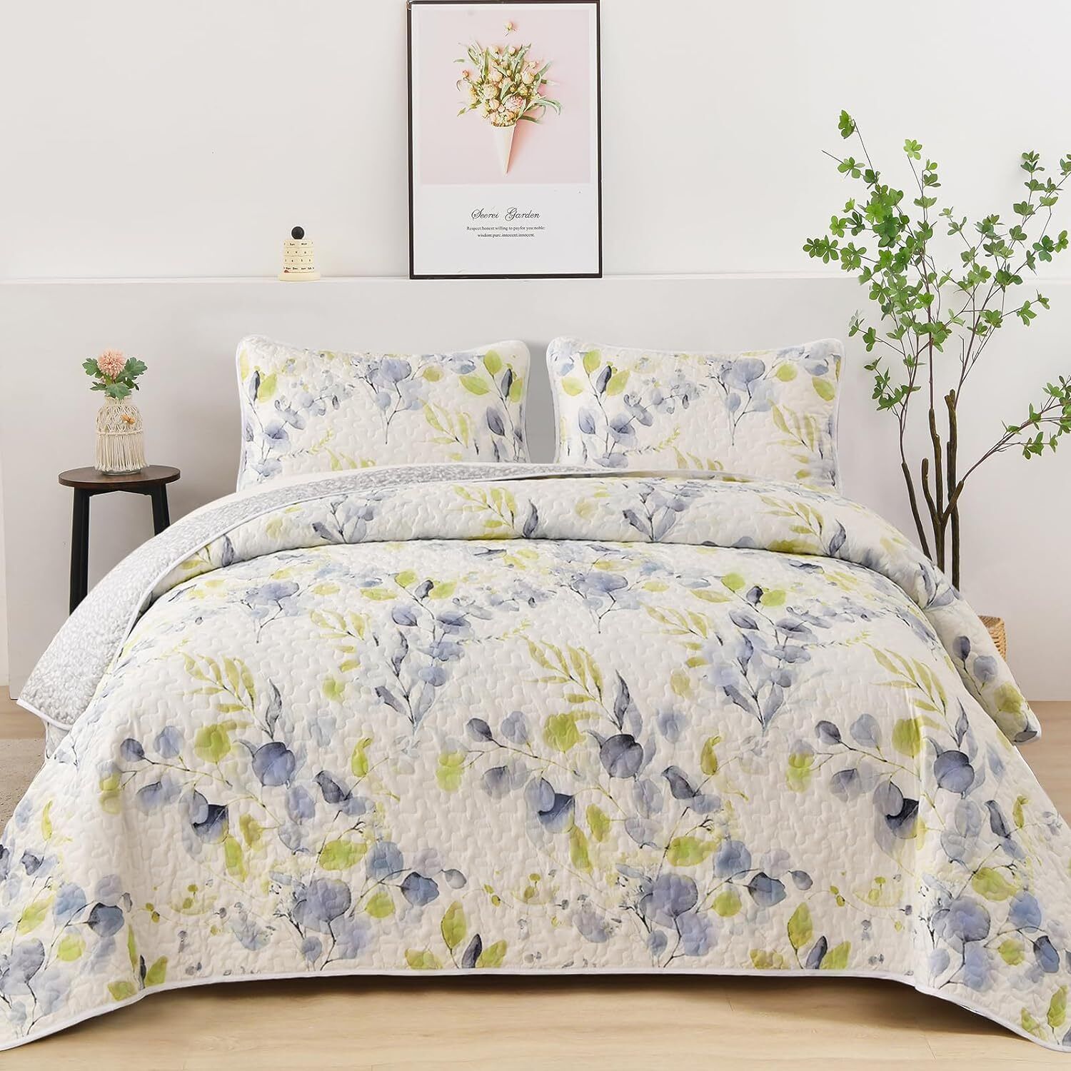 Regal Orchid Bloom 3 Pc Bedspread & Pillow Cover Set