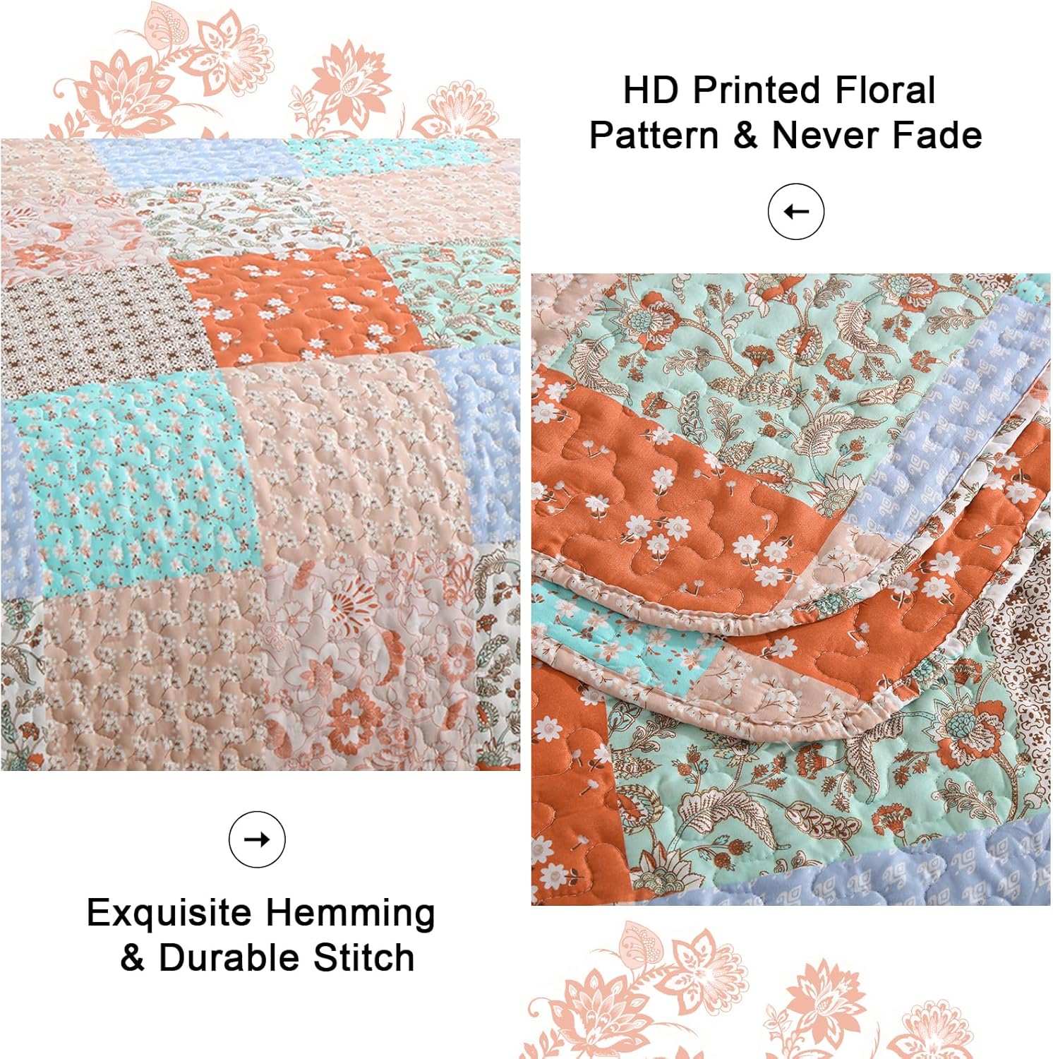 Delicate Lace Blossom Soft 3 Pc Bedspread & Pillow Cover Set 4