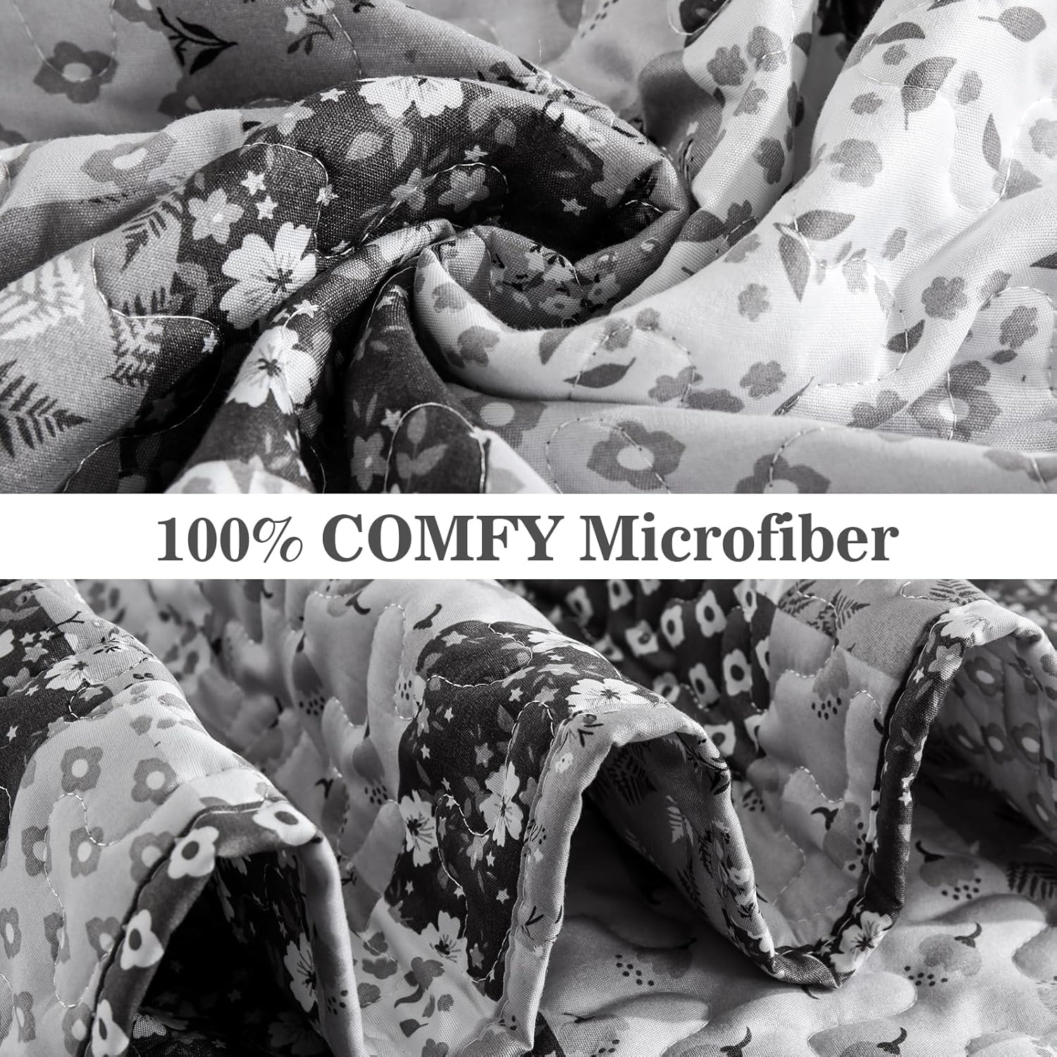 Autumn patchwork B/W Pattern 3 Pc Bedspread & Pillow Cover Set 3