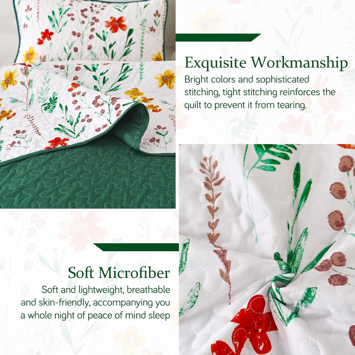 Enchanting Fields Cozy 3 Pc Bedspread & Pillow Cover Set 4