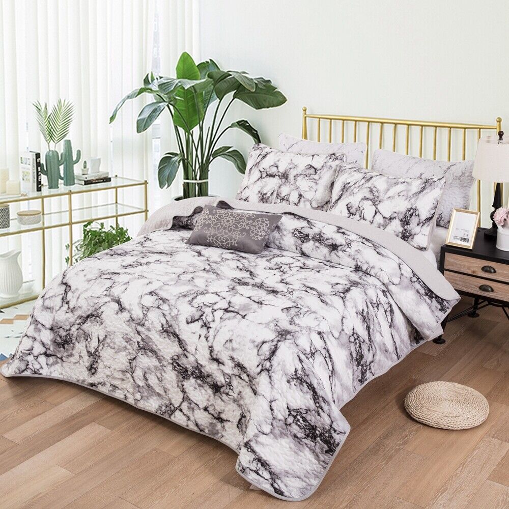 Marble Whisper Lightweight 3 Pc Bedspread & Pillow Cover Set 7