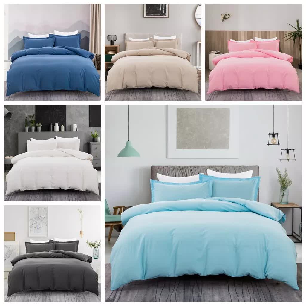 100% cotton Premium Doona Duvet Quilt Cover Set with Soft Pillowcases - Blue-King 6