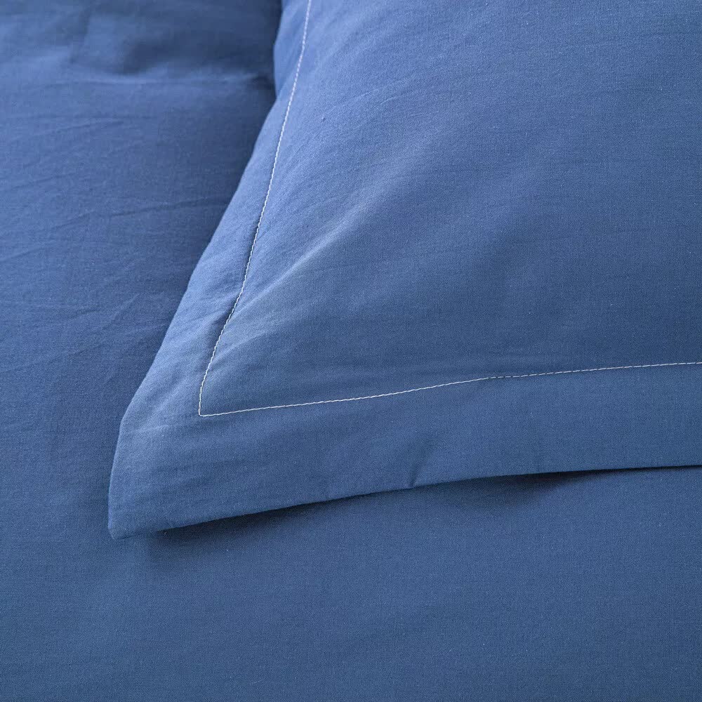 100% cotton Premium Doona Duvet Quilt Cover Set with Soft Pillowcases - Blue-Single 4
