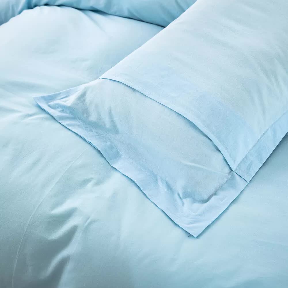 100% cotton Premium Doona Duvet Quilt Cover Set with Soft Pillowcases - Aqua-Double 6