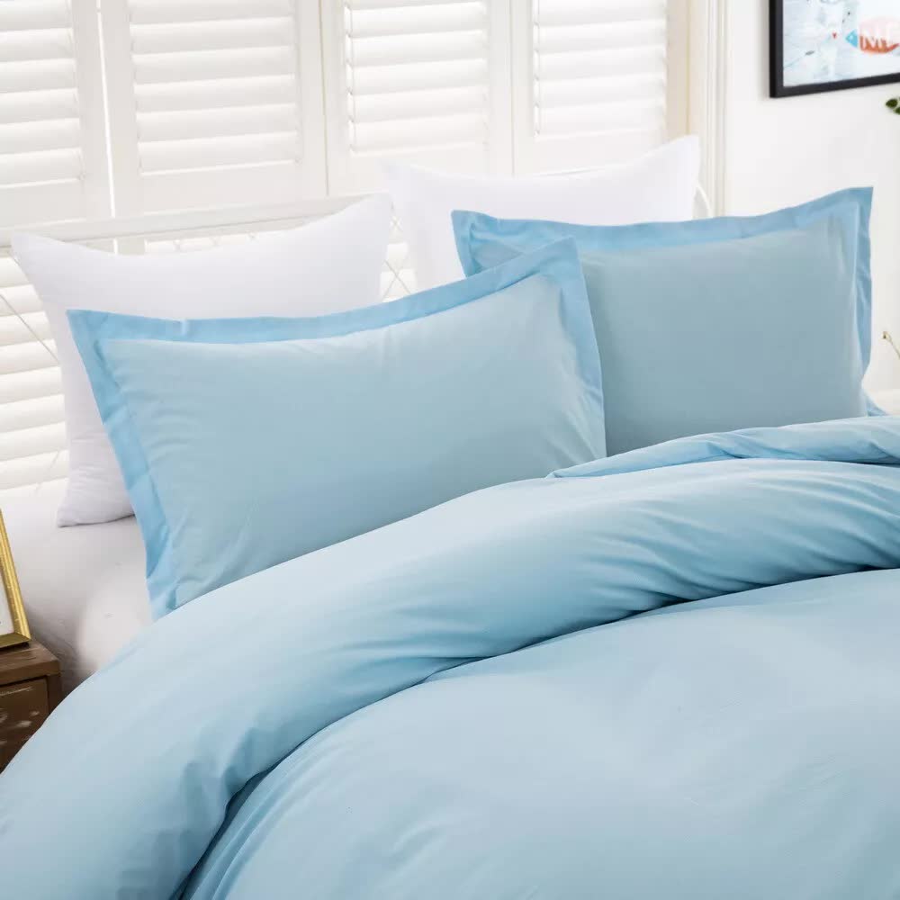 100% cotton Premium Doona Duvet Quilt Cover Set with Soft Pillowcases - Aqua-King 3
