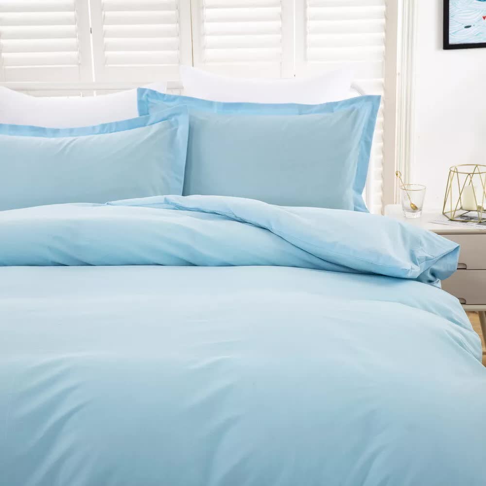 100% cotton Premium Doona Duvet Quilt Cover Set with Soft Pillowcases - Aqua-King 4
