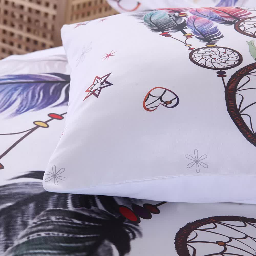 Dream catcher Printed Duvet Cover Set with Matching Pillowcases - white-Double 4