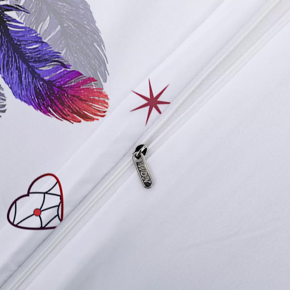 Dream catcher Printed Duvet Cover Set with Matching Pillowcases - white-Single 7