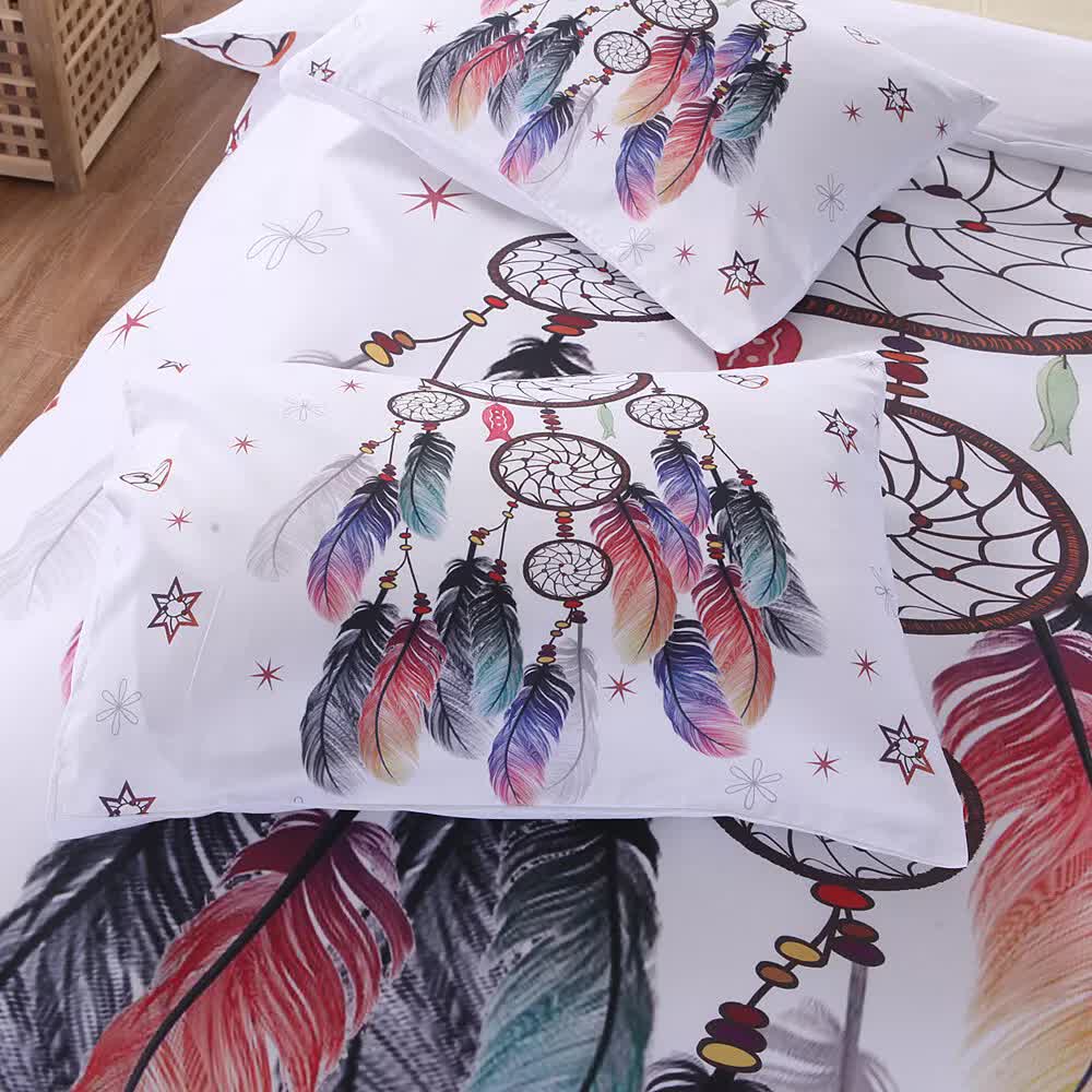 Dream catcher Printed Duvet Cover Set with Matching Pillowcases - white-Super King 3