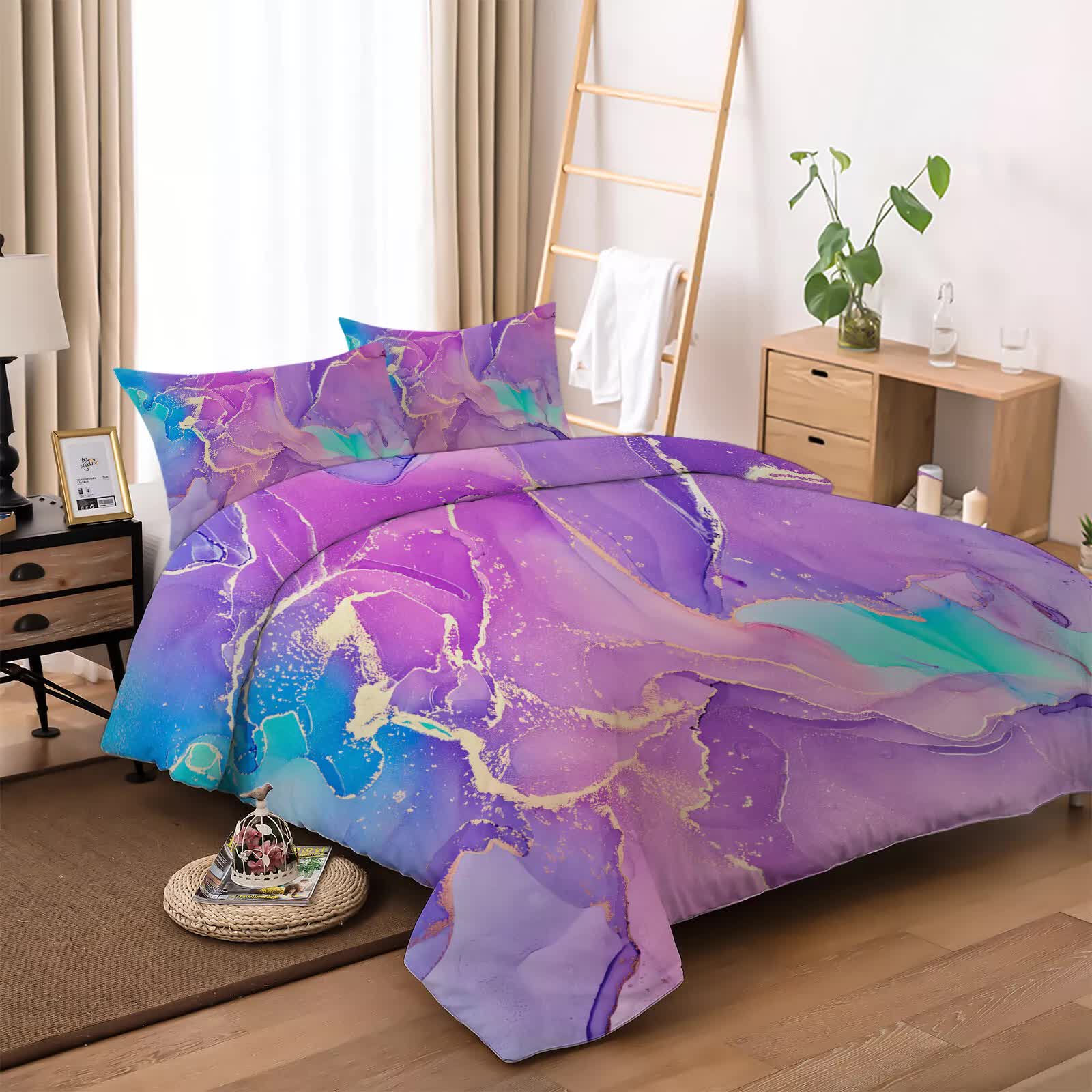 Modern Stripes Duvet Cover Set - Wrinkle-Resistant Material-King 6